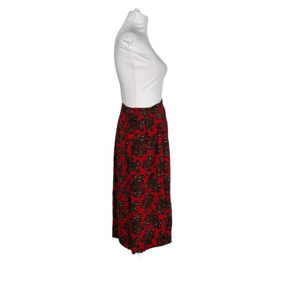 Vintage 1980s Dimanche Soft Red Paisley Skirt pockets M - Picture 6 of 9